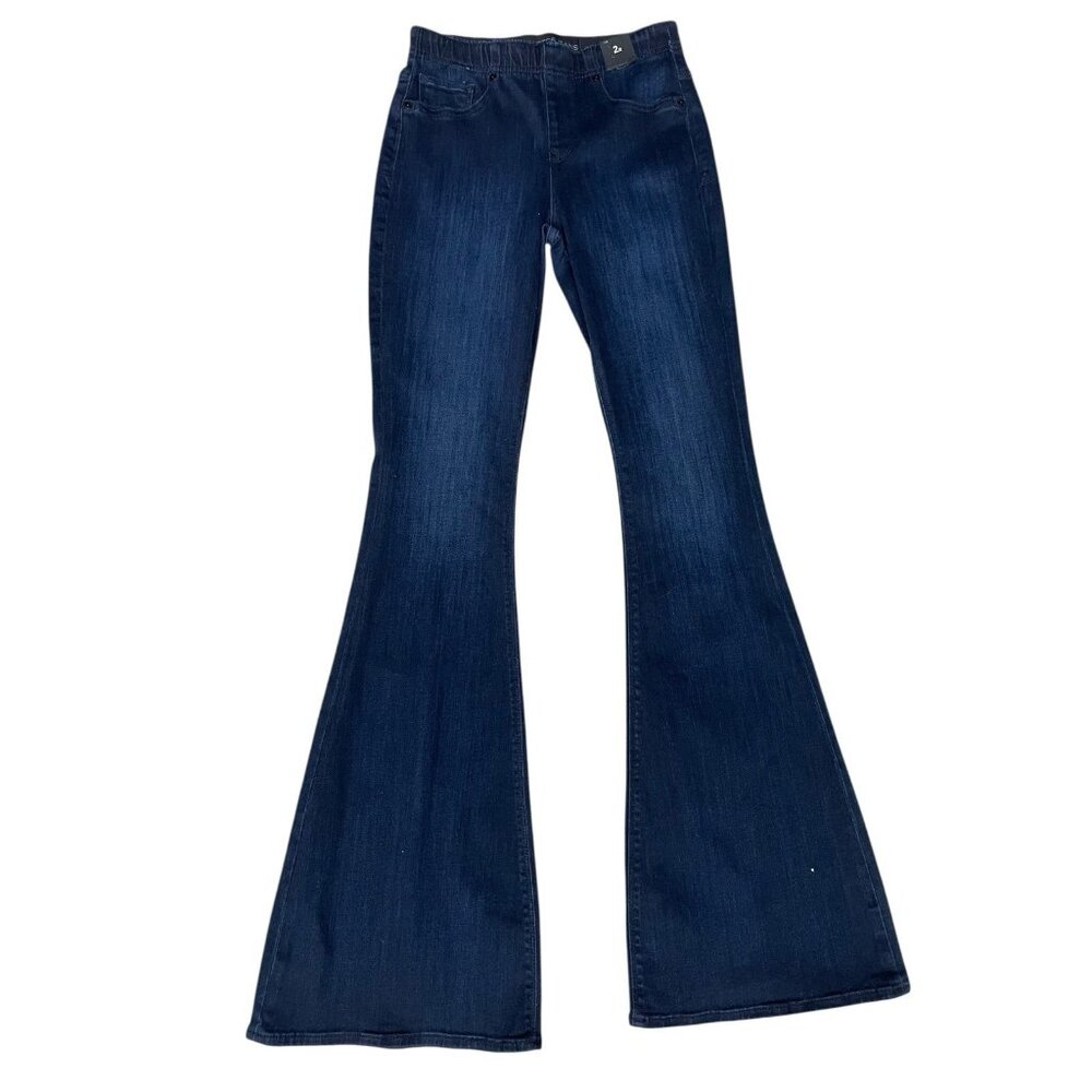 Express Jeans Womens Elastic Waist Size 2R Bell Flare Mid Rise Pull On NWT A10